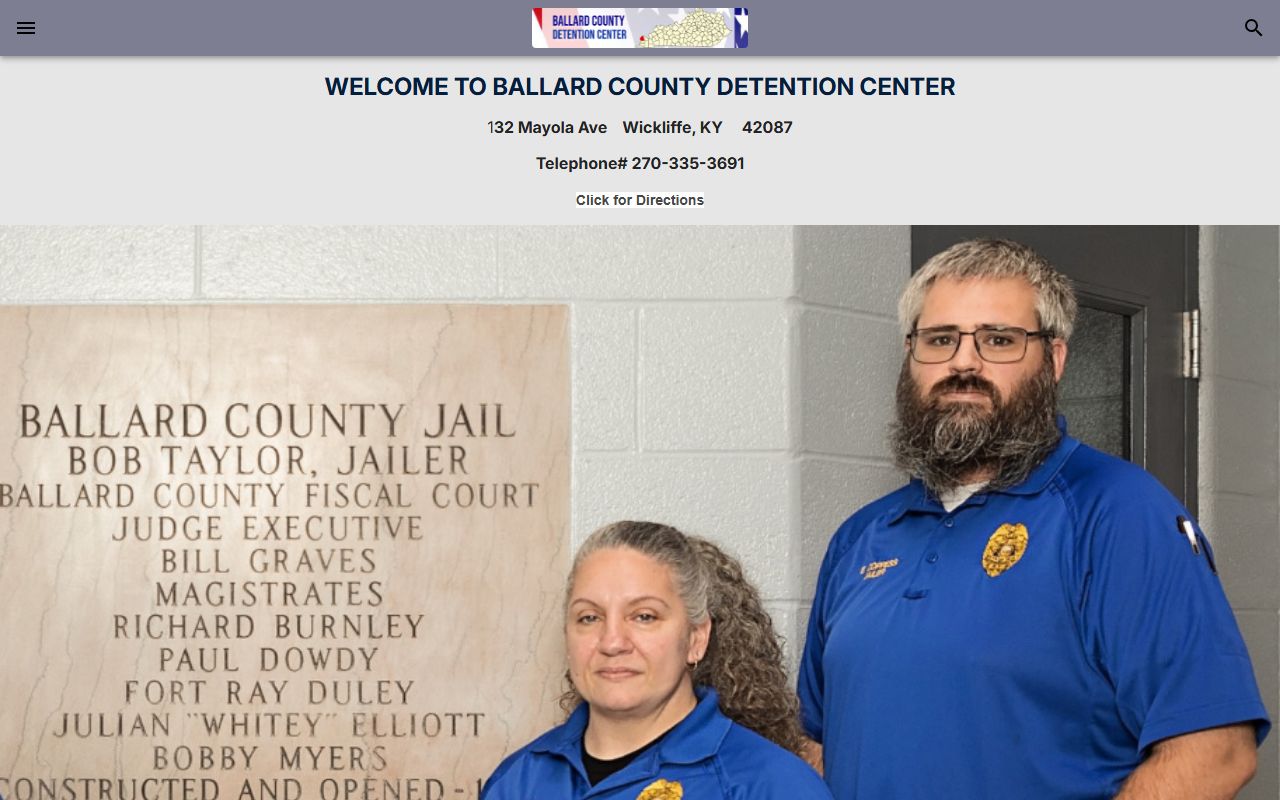 Ballard County Detention Center facility homepage and inmate lookup contact source